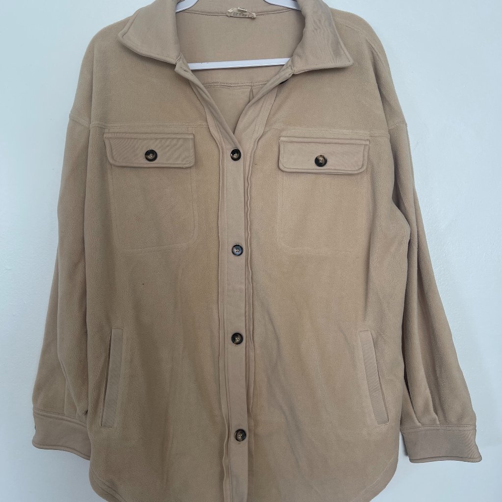 Cream Button Down Shacket